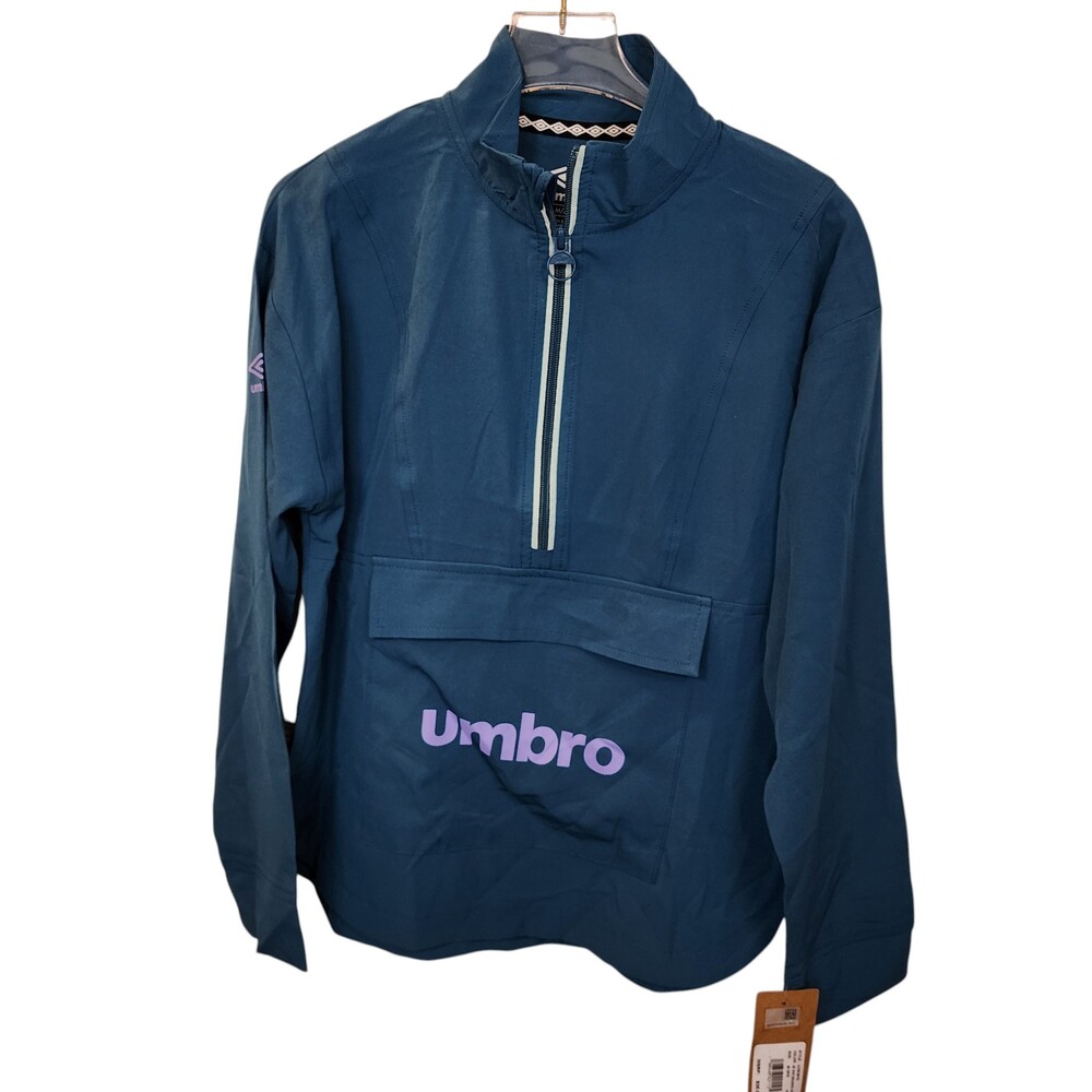 Umbro Youth Medium Blue Coral Anorak Half Zip Pullover Windbreaker Jacket 10/12